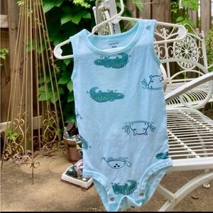 Carter Blue Crocodile Body Suit w/Snaps. 12 Months